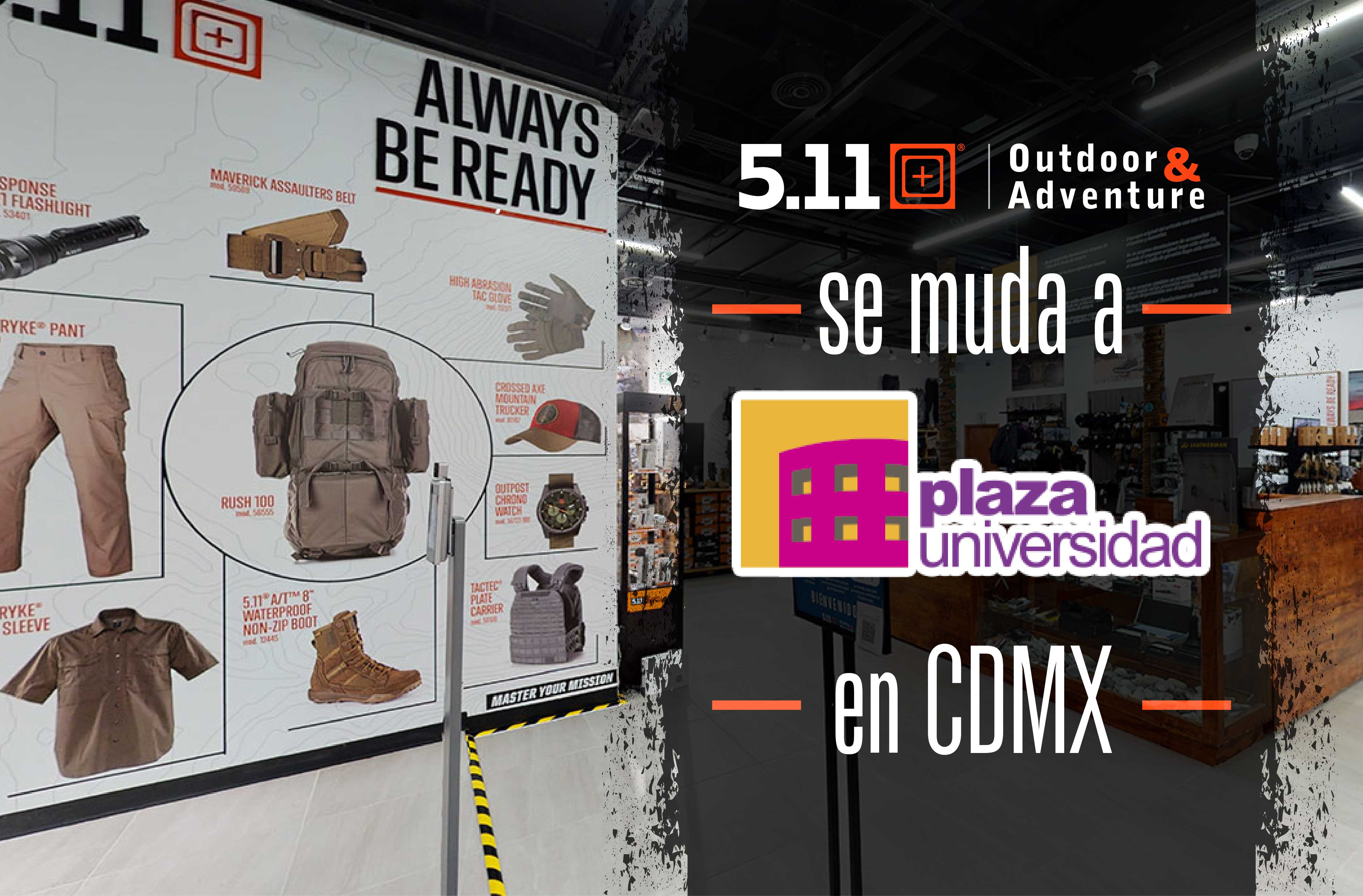 5.11 Outdoor and Adventure se muda a Plaza Universidad en CDMX